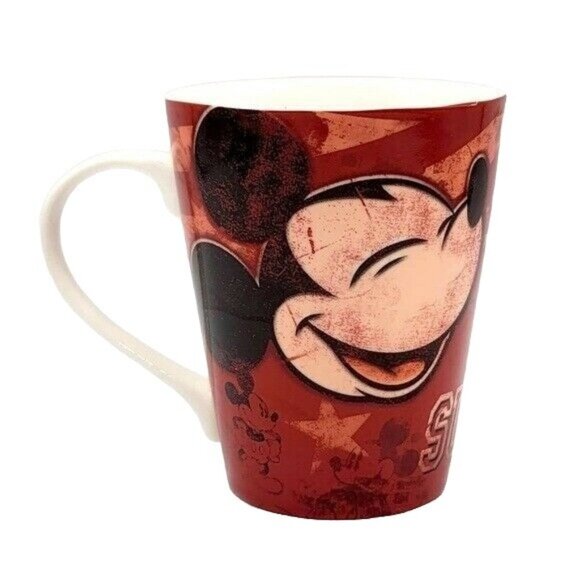 2/$15 Disney Retro Superstar 28 Mug Red 4" Round Jerry Leigh Mickey Mouse Smile - Picture 1 of 10